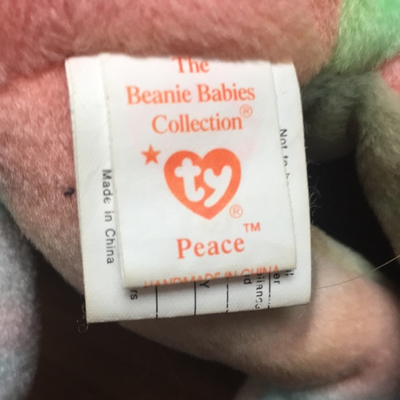 TY Beanie Babies Peace Bear With Numerous Errors - Picture 4 of 9